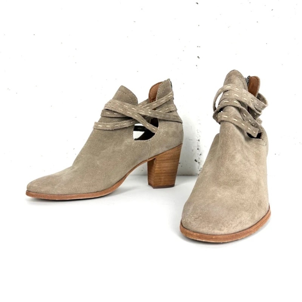 Frye Beige Suede Heeled Boots